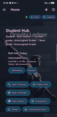 The same gym on a member's phone, in the same colours