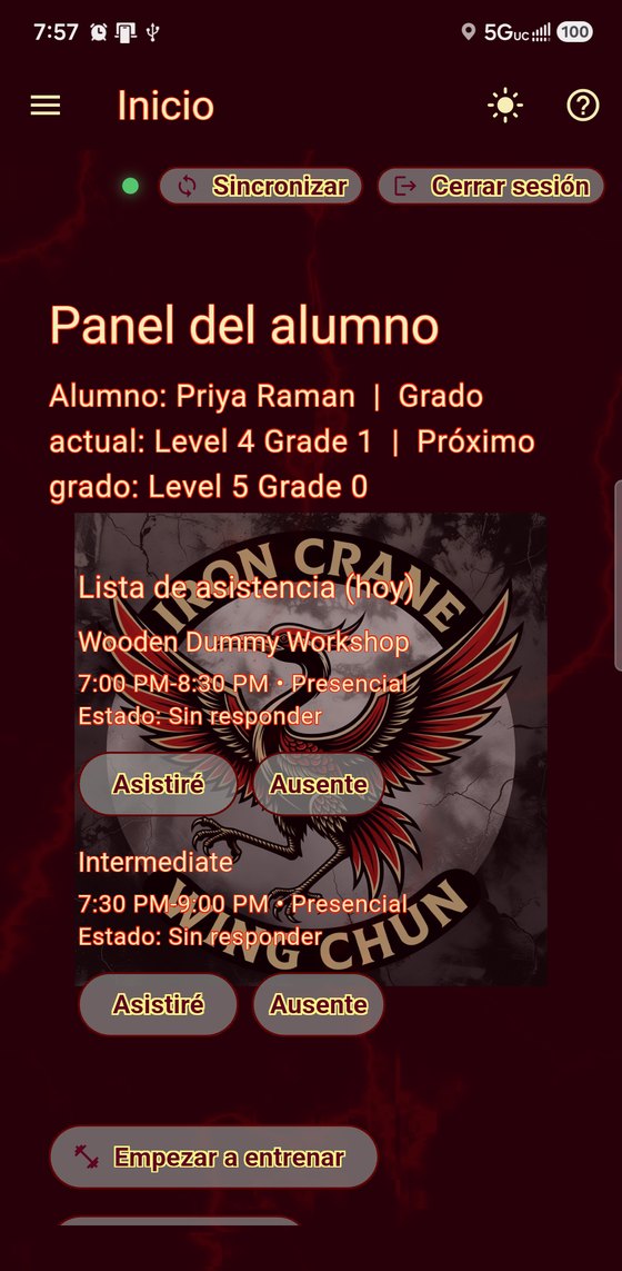 The student home screen in Spanish